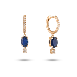 Brincos Fizz Hoop Ouro Rosa, Safiras Azuis E Diamantes