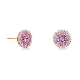 Brincos Diamantes E Safiras Rosa
