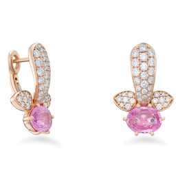 Brincos Diamantes E Safiras Rosa