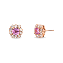 Brincos Ouro Rosa, Diamantes E Safiras Rosa