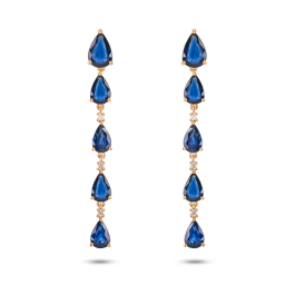 Brincos Willow Ouro Rosa, Safiras Azuis E Diamantes