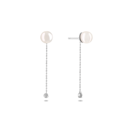 Brincos Love me Forever Ouro Branco, Pérolas E Diamantes