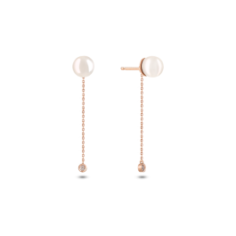 Brincos Love me Forever Ouro Rosa, Pérolas E Diamantes