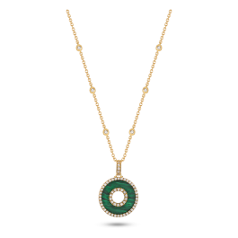 Colar Ouro Amarelo, Diamantes E Malaquite