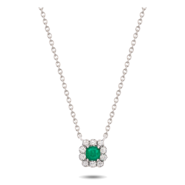 Colar Ouro Branco, Diamantes E Esmeralda