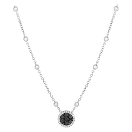 Colar Pendente Diamantes Pretos E Diamantes