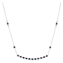 Colar Primrose Ouro Branco, Safira Azuis E Diamantes