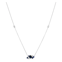 Colar Gooseberry Ouro Branco, Safiras Azuis E Diamantes