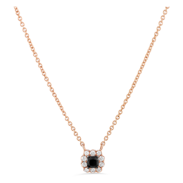 Colar Ouro Rosa, Diamantes E Diamantes Pretos