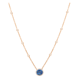 Colar Pendente Safiras Azuis E Diamantes