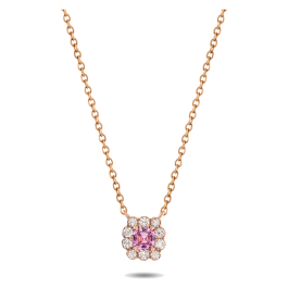 Colar Ouro Rosa, Diamantes E Safira Rosa