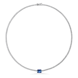 Colar Tennis Diamantes E Safira Azul