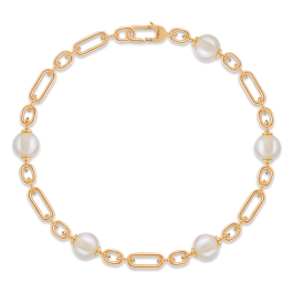 Pulseira Lock Your Love Ouro Amarelo E Pérolas