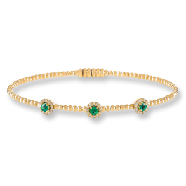 Pulseira Ouro Amarelo, Diamantes E Esmeraldas