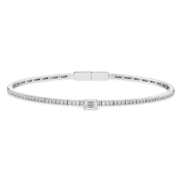 Pulseira Ouro Branco E Diamante Esmeralda