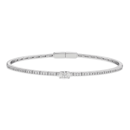 Pulseira Ouro Branco E Diamante Oval