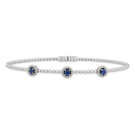 Pulseira Ouro Branco, Diamantes E Safiras Azuis