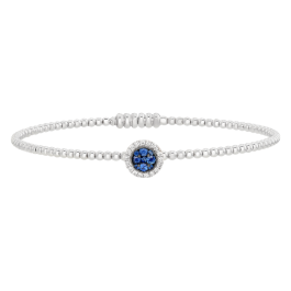 Pulseira Ouro Branco, Diamantes E Safiras Azuis