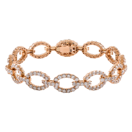 Pulseira Links Ouro Rosa E Diamantes