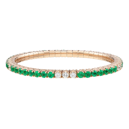 Pulseira Ouro Rosa, Diamantes E Esmeraldas