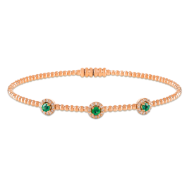 Pulseira Ouro Rosa, Esmeraldas E Diamantes