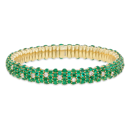 Pulseira Ouro Rosa Diamantes E Esmeralda