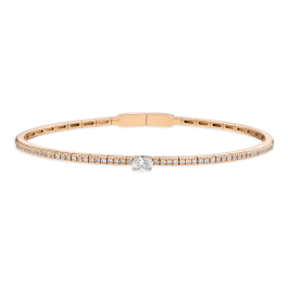 Pulseira Ouro Rosa E Diamante Oval