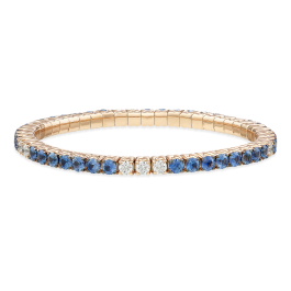 Pulseira Ouro Rosa, Diamantes E Safiras Azuis