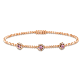 Pulseira Ouro Rosa, Diamantes E Safiras Rosa