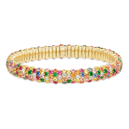 Pulseira Ouro Rosa Diamantes E Tsavorite