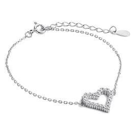 Pulseira Fika Coração Prateada