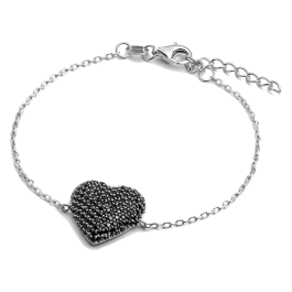 Pulseira PAVE Coração Preto