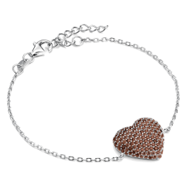 Pulseira PAVE Coração Castanho