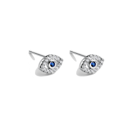 Brincos Fika Olho Turco Prateados