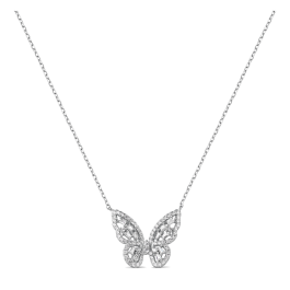 Colar Fika Borboleta Prateado