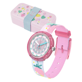 Relógio Flik Flak x Monbento de criança flores morangos