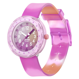 Relógio Flik Flak de criança laranja e rosa