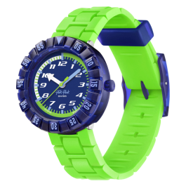 Relógio Flik Flak de criança verde e azul