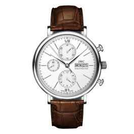 PORTOFINO CHRONO PRATA PELE CASTANHA
