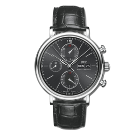 PORTOFINO CHRONO PRATA PELE PRETA