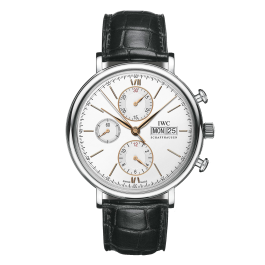 PORTOFINO CHRONO PRATA PELE CASTANHA