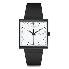 Relógio Swatch homem Preto e Branco Quadrado Data