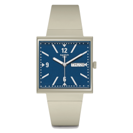 Relógio Swatch homem Bege e Azul Quadrado Data