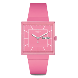 Relógio Swatch mulher Rosa Quadrado Data