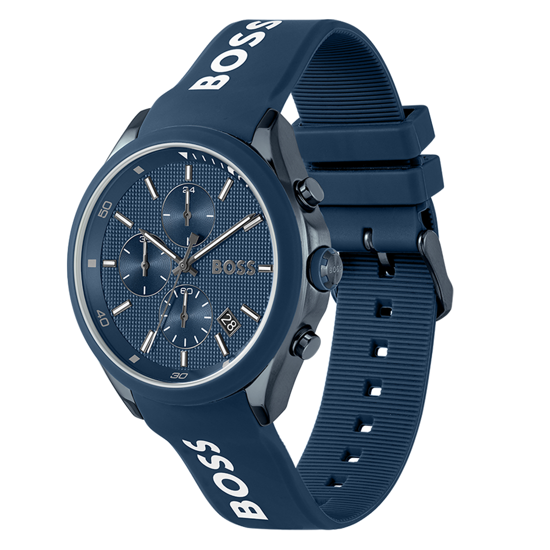 Relógio Velocity Cronógrafo Aço IP Azul Silicone