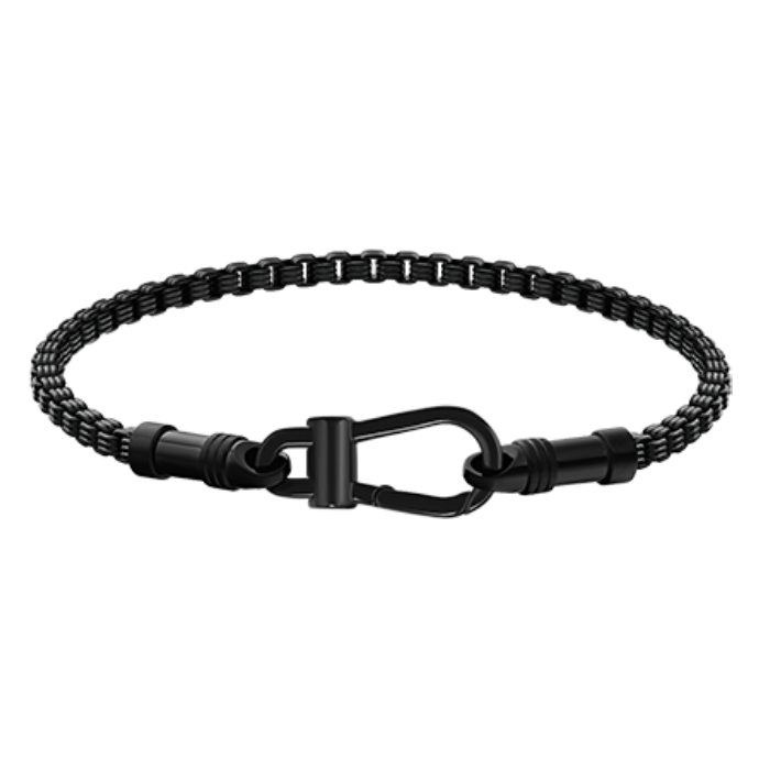 Pulseira Homem Aço e IP Preto Liam