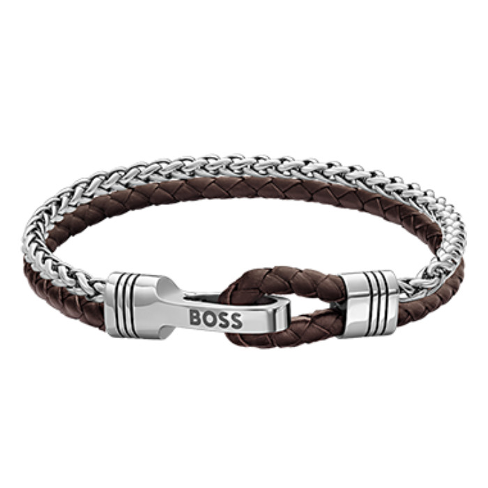 Pulseira Homem Aço e Pele Jaxon