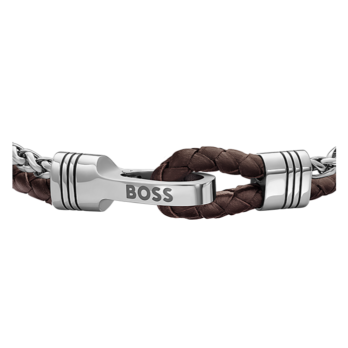 Pulseira Homem Aço e Pele Jaxon