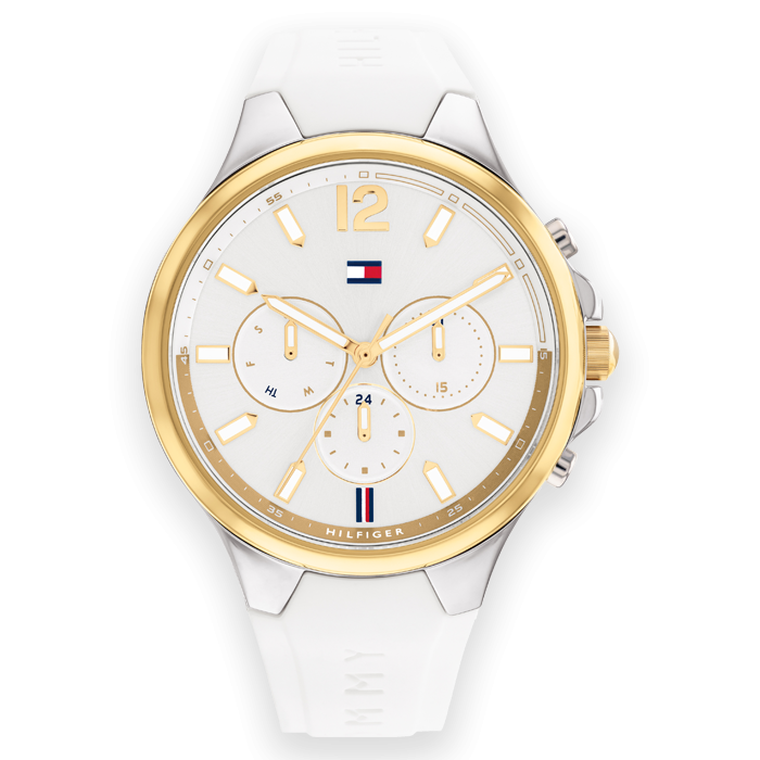 Relógio MULTIF. BRANCO AÇO BICOLOR SILIC