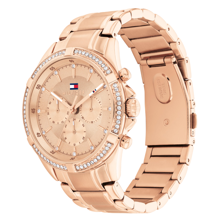 Relógio Mulher Aço Dourado Rosa